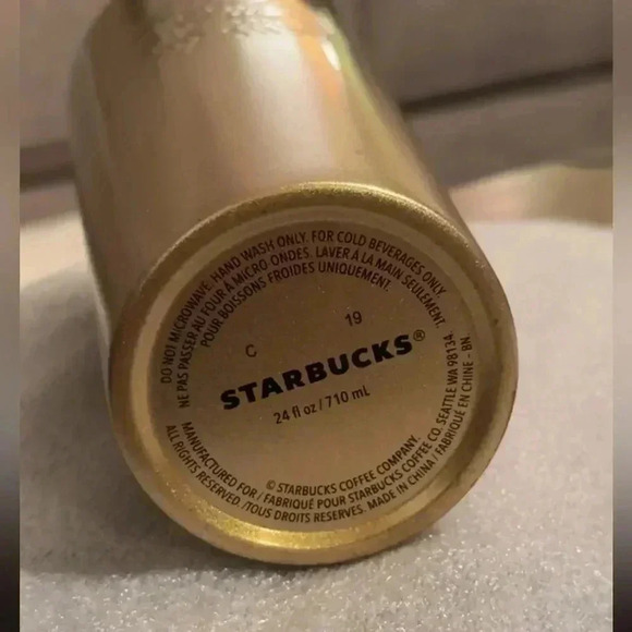 Starbucks Gold Sprkl Metallic Ombré Stainless Steel 24oz Cold Cup Venti Tumbler - Picture 3 of 6